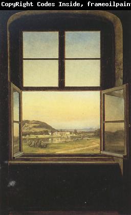 Johan Christian Dahl View of Pillnitz Castle from a Window (mk22)